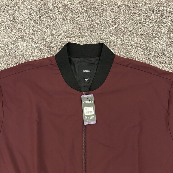 Express Men's Lightweight Bomber Jacket Maroon Full Zip Size XXL - 2XL - NWT$148 - Picture 6 of 16
